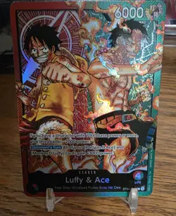 Bandai One Piece Card Game Luffy & Ace ST30-001 Leader Foil 6000 EN - Image 1