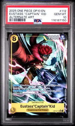 2025 ONE PIECE OP10-ROYAL BLOOD ALTERNATE ART #112 EUSTASS "CAPTAIN" KID PSA 10 - Image 1