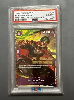 OP06 Pre-Release-Winner Promo Roronoa Zoro P-045 One Piece TCG PSA 10 - Image 1