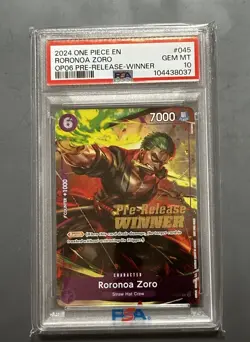 OP06 Pre-Release-Winner Promo Roronoa Zoro P-045 One Piece TCG PSA 10 - Image 2