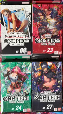One Piece TCG Starter Deck Lot of 4 English New Sealed ST08 ST23 ST24 ST27 - Image 1