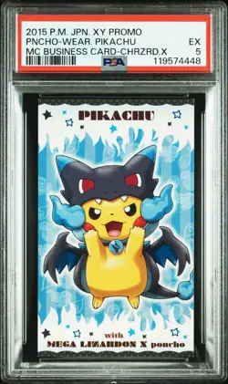 2015 Pokemon Japanese XY Promo Poncho Pikachu Charizard Mc Business Card PSA 5 - Image 1