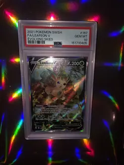 Pokemon 2021 SWSH Evolving Skies Leafeon v FA Ultra Rare Card 167/203 PSA 10 - Image 3