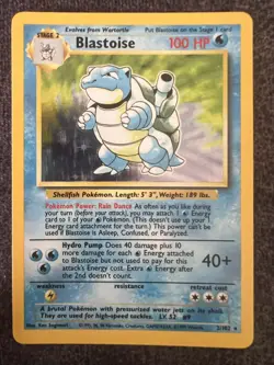 Blastoise 2/102 Base Set Holo Rare Pokemon Card LP - Image 1