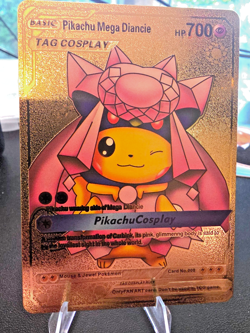 Pikachu Mega Diancie Rare Gold Fan Art Pokemon Card - Image 1