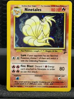 Pokemon Card Base Set 2 Ninetales 13/130 Holo Rare LP+ - Image 2