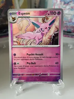 Espeon Masterball Prismatic Evolutions Holo Pokemon TCG Card 033/131 - Image 1