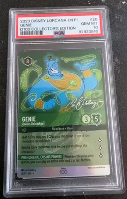 2023 DISNEY LORCANA EN P1-PROMO #20 GENIE D100 COLLECTOR'S EDITION PSA 10 - Image 1
