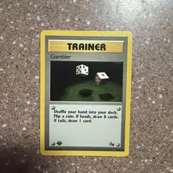 Gambler 60/62 Common - Fossil - Pokemon Card - NM - Image 1
