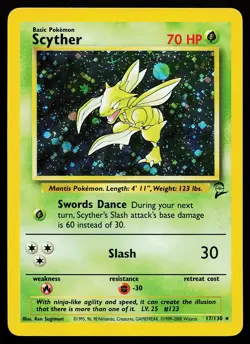 Scyther 17/130 Holo Rare Base Set 2 Pokemon Card - Image 1