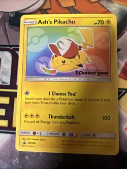 Pokemon TCG Ash's Pikachu SM108 Promo Trading Card Near Mint Condition NM - Image 2