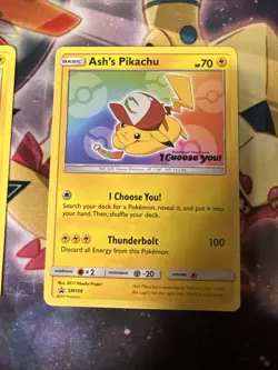 Pokemon TCG Ash's Pikachu SM108 Promo Trading Card Near Mint Condition NM - Image 3