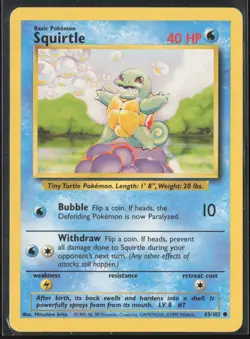 Squirtle Common Base Set 063/102 MP Pokemon Card - Image 1