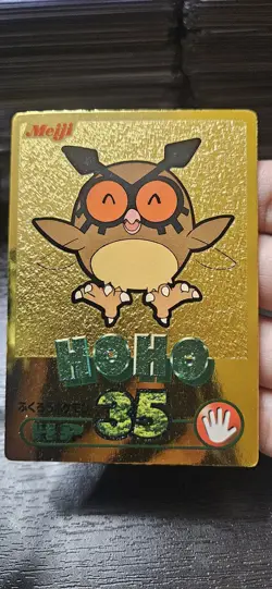 Meiji Gold Hoothoot Pokemon Card Japanese - Image 1