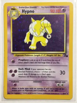 Hypno 8/62 - Fossil Unlimited Holo Rare WOTC Pokemon Card - Image 1