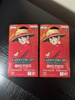 One Piece TCG OP-13 Carrying On His Will English Sleeved Booster Pack Lot of 2 - Image 1