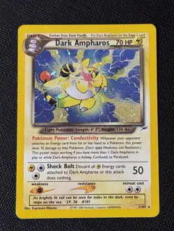 Pokemon Dark Ampharos TCG Neo Destiny Card 1/105 Unlimited Holo Rare - Image 1