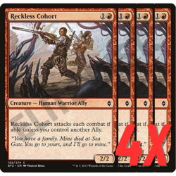 MTG Reckless Cohort (Battle for Zendikar) 152/274 (NEAR MINT) (4X) - Image 1