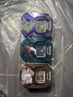 Pokemon TCG Exclusive Triple Whammy Tin Set Collector Tins Set of 3 Sealed. - Image 1