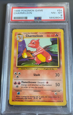 1999 POKEMON BASE SET UNLIMITED #24 CHARMELEON PSA 8 - Image 1