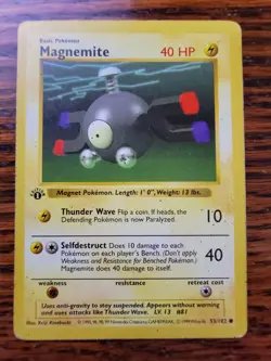 1st Edition Shadowless Magnemite 53/102 Pokemon Base Set WOTC | PL! - Image 1
