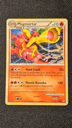 Magmortar 2/95 Holo Foil Rare Pokemon TCG HGSS Unleashed Card 2010 - LP - Image 2