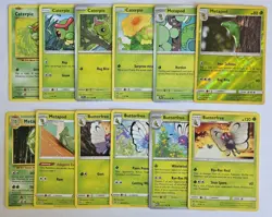 Butterfree Metapod Caterpie Lot x12 Pokemon Card Collection Set Grass Bug LP-NM - Image 1