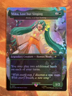 MTG Rainbow Foil Borderless Miku, Lost but Singing - Azusa, Lost but Seeking SLD - Image 1