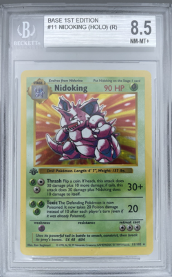 Pokemon Nidoking Base Set Shadowless 1st Edition Holo Rare #11 BGS 8.5 - Image 1
