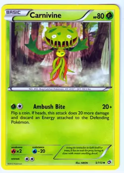 Carnivine Uncommon Legendary Treasures 5/113 LP Pokemon TCG - Image 1