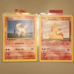 Wizards Pokemon TCG Base Set HP Ponyta 60/102 1st Ed DMG Rapidash 44/64 EN lot - Image 1