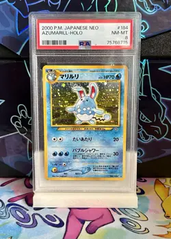 Pokemon Japanese 2000 Azumarill Holo Neo Genesis # 184 S PSA 8 - Image 1