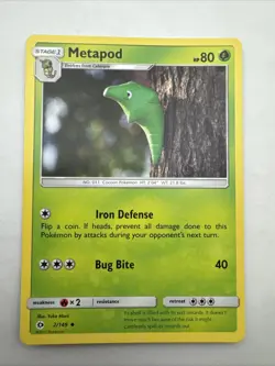 Pokemon - Metapod 2/149 - Sun & Moon Base Set - Yuka Morri - Near Mint - Image 1