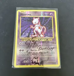 Pokemon TCG Base Set Mewtwo 10/102 Holo Rare Unlimited Autographed - Image 1