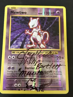 Pokemon TCG Base Set Mewtwo 10/102 Holo Rare Unlimited Autographed - Image 4