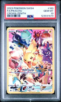 2023 POKEMON SWORD & SHIELD CROWN ZENITH #160 FULL ART/PIKACHU PSA 10 - Image 1