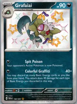 Grafaiai 190/091 Shiny Rare Paldean Fates Pokemon Holo Near Mint - Image 1