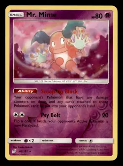 Mr. Mime 66/181 Rare Team Up Pokemon Reverse Holo Near Mint - Image 1