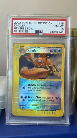 Pokemon 2002 Kingler Reverse Holo Rare PSA 10 Gem Mint Expedition 15/165 low pop - Image 1