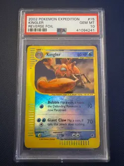 Pokemon 2002 Kingler Reverse Holo Rare PSA 10 Gem Mint Expedition 15/165 low pop - Image 3