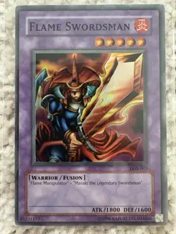 Konami Yu-Gi-Oh! TCG Flame Swordsman LOB-EN003 Super Rare Unlimited 1800 - Image 1