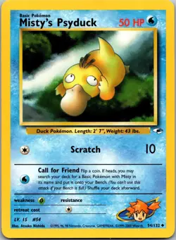 Misty's Psyduck 54/132 Uncommon Gym Heroes Pokemon Unlimited Lightly Played - Image 1