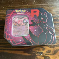Rocket’s Mewtwo EX Destined Rivals Tin 5 Booster Packs Pokemon Cards TCG Sealed - Image 1