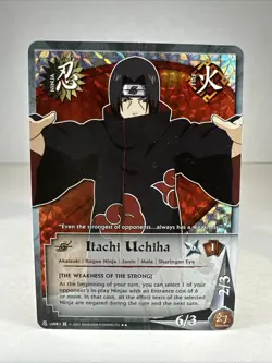 RARE Naruto Itachi Uchiha us081 Diamond Foil Bandai Vintage MINT Card CCG 2002 - Image 1