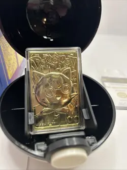 23k Gold Plated Pokemon Card and Pokeball Blue Box Jigglypuff - Image 1
