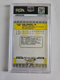 1989 Fleer Ken Griffey Jr. #548 PSA 10 Rookie Seattle Mariners - Image 3