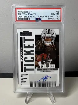 ASHTON JEANTY 2025 PANINI SELECT CONTENDERS ROOKIE TICKET AUTO PSA 10 RC LOW POP - Image 2
