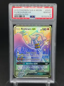 2019 POKEMON SUN & MOON HIDDEN FATES #SV51 FULL ART/RESHIRAM GX PSA 10 - Image 1