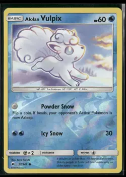Alolan Vulpix 27/147 Common Burning Shadows Pokemon Reverse Holo Heavily Played - Image 1