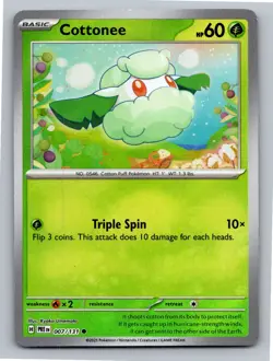 Cottonee (Poke Ball Pattern) 007/131 Holo Common Prismatic Evolutions Pokemon NM - Image 1